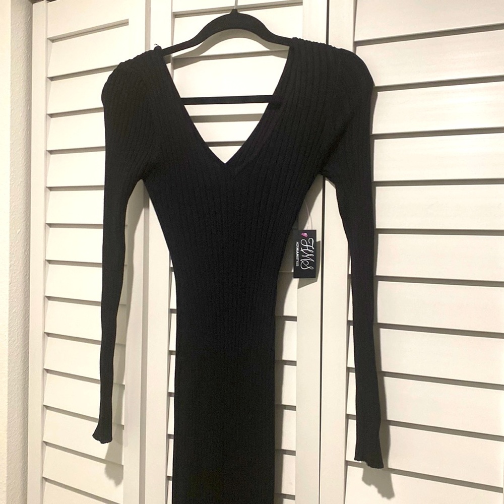 Hot Miami Styles HERA COLLECTION black sweater pencil dress